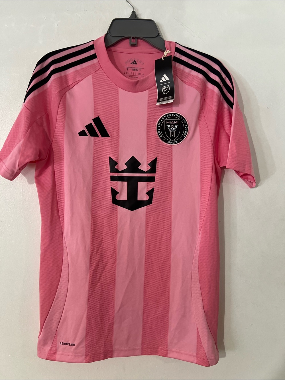 adidas Men’s Inter Miami Pink Soccer Jersey with Black Accents